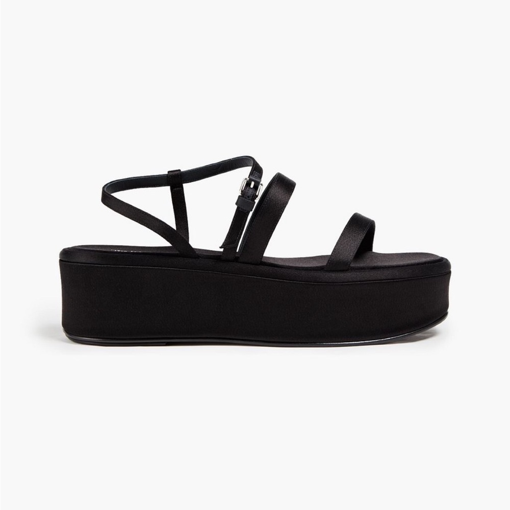 The Row Wedge Platform Sandals Black Satin Size EU 38